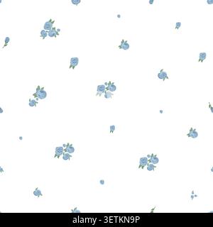 Blue roses ditsy pattern Stock Vector