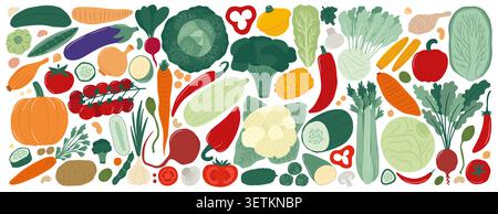 Vegetables cartoon set Stock Vector