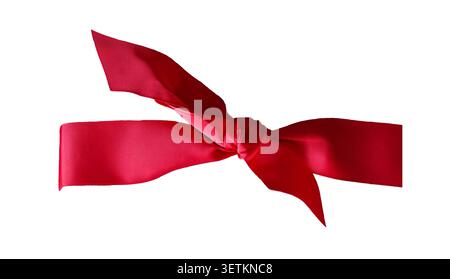 Red satin gift bow isolated cutout on white Stock Photo