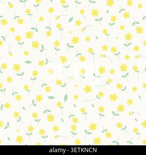 Yellow daisies seamless fabric design pattern Stock Vector