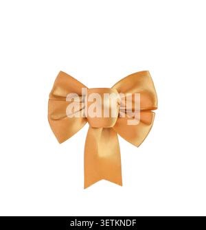 Gold ribbon bow isolated cutout on white Stock Photo