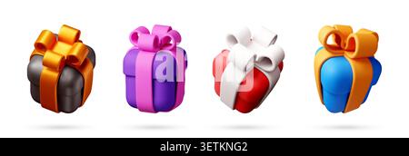 Colorful 3d gift box collection. Stock Vector