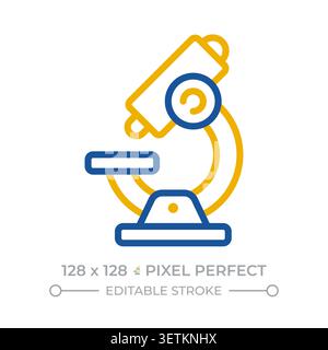 Microscope pixel perfect two color line icon Stock Vector