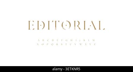 Refined editorial serif font alphabet with classic luxury mood for premium branding, elegant logo design, boutique identity and sophisticated fashion Stock Vector