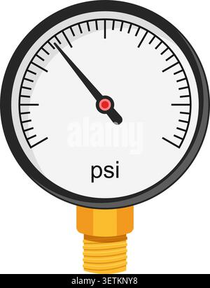 Pressure gauge icon in flat style. Manometer vector illustration on isolated background. Pressure measurement sign business concept. Stock Vector