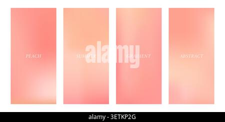 Peach pink gradient. Minimal sunset shapes. Neutral orange and pink curves on blurred background modern wallpapers. Set of Minimalistic Vector Stock Vector
