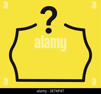 Black question mark on yellow badge outline flat sign. Stock Vector