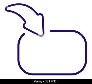 Curved arrow enter icon rounded rectangle purple outline. Stock Vector