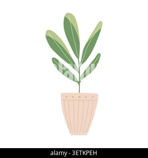 Cute plant in a pot, hand drawn. Cute skincare wellness element. Hand drawn vector in simple style Stock Vector