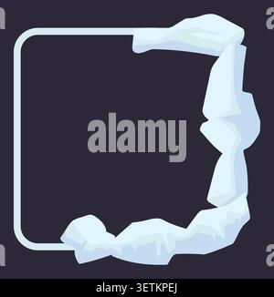 Torn paper frame flat illustration light blue on dark background. Stock Vector
