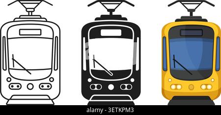 Modern speed train icon set collection in flat style. Railroad transport vector illustration on isolated background. Locomotive sign business concept. Stock Vector
