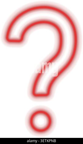 Blurred question mark neon red glow vertical white background. Stock Vector
