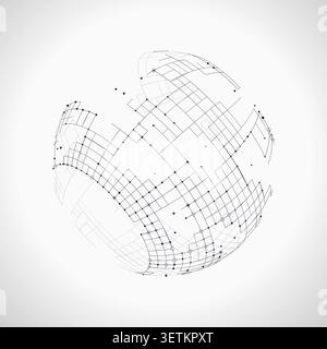 Decorative tech globe illustration for web banners, creative layouts, and modern visual branding. Stock Vector