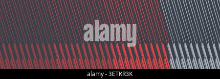 Abstract wide banner with diagonal line pattern and red gray accents. Abstract modern textured background with composition of dense diagonal lines Stock Vector