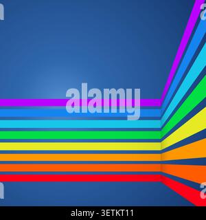 Rainbow Corner Stripes vector background with clean editable vector shapes for microstock and commercial design projects. Stock Vector