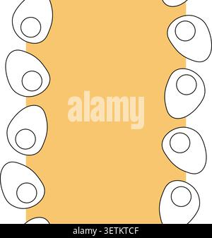 farm boiled half eggs Egg Black and white Vertical border frame template hand drawn illustration. Vector graphic line art. Chicken or duck egg shape i Stock Vector