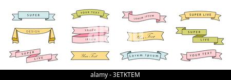Nice Ribbon vintage handwriting design template of simple frames and embellishments. Vintage set decorative elements.  Stock Vector