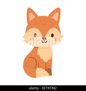 Fox vector forest and animal cartoon cute with nature illustration character. Isolated baby design and fox orange art with graphic wild vector. Deer Stock Vector