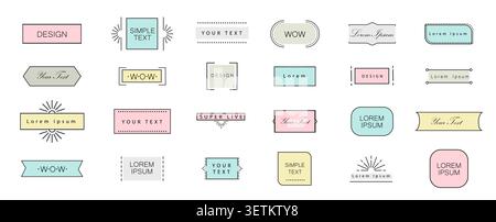 Vintage handwriting design template of simple frames and embellishments. Vintage set decorative elements. Ribbon, circles, speech bubbles, squares. Stock Vector