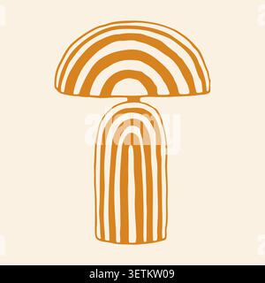 Abstract hand drawn vector illustration of a lamp featuring bold rainbow arch stripes. This mustard yellow retro piece adds a groovy artistic vibe to Stock Vector