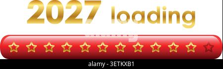 2027 loading golden bar with stars vector illustration Stock Vector