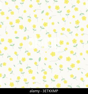 Yellow daisies seamless fabric design pattern Stock Vector