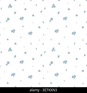 Blue roses ditsy small scale pattern Stock Vector