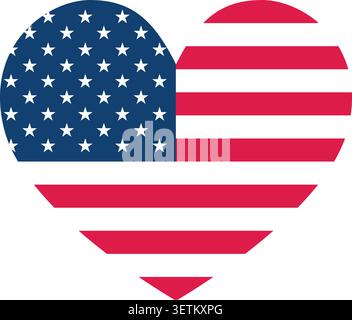 american flag in form of heart isolated vector illustration Stock Vector