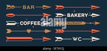 Wayfinding arrows. Directional signs collection Stock Vector