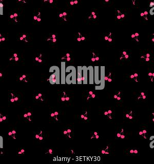Cherries with black background seamless fabric design pattern Stock Vector