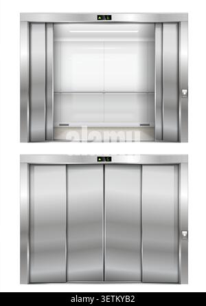 Elevator portal with steel frame. Stock Vector