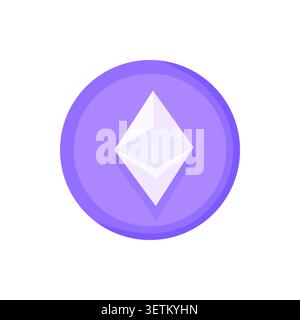 Ethereum icon illustration in purple color. Ideal for blockchain Stock Vector