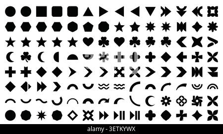 Abstract Basic Shapes Vector Collection – Minimal Geometric Design Elements Pack Stock Vector