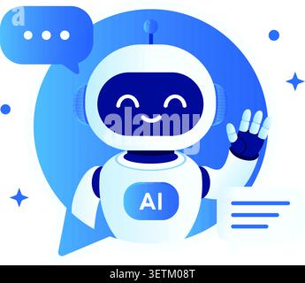 AI Chatbot Assistant Minimal Vector Illustration Stock Vector