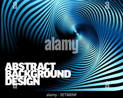Abstract blue spiral background featuring dynamic twisted lines. This blue spiral design uses twisted lines to create a sense of depth and 3D motion f Stock Vector