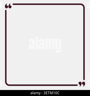 Minimal rounded quotation frame with burgundy lines and quote marks on light beige. Stock Vector