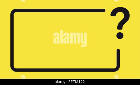 Blank yellow speech bubble frame with black question mark. Stock Vector