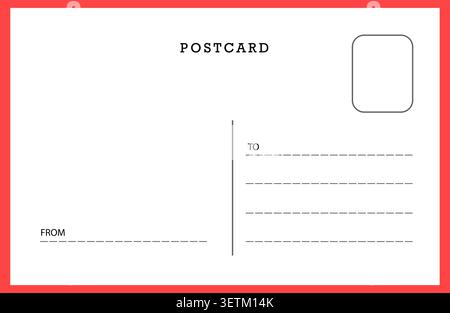 Vintage and modern postcard blank template. Vector correspondence paper mail postcard template. Mockup empty letter back side.  Stock Vector