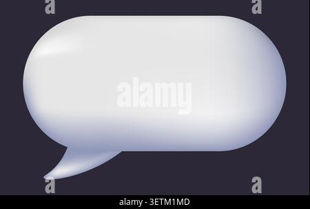Glossy speech bubble dialog balloon white on dark background. Stock Vector