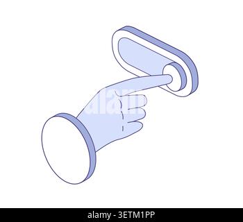Human hand moving button to off position. Symbol of rejecting electronic devices. Digital detox, tech break, or mindfulness blog Stock Vector