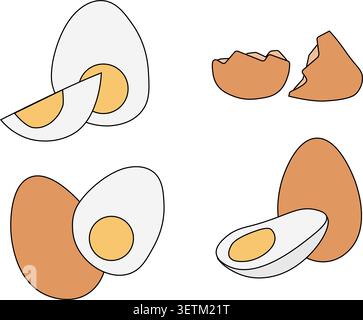 cracking egg illustration hand drawn Egg Colored composition set hand drawn illustration. Vector graphic line art. For poster, invitation, backdrop, a Stock Vector