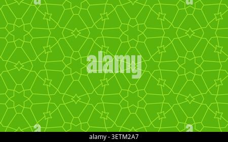 Green islamic geometric seamless pattern, background in duotone pistachio color Stock Vector