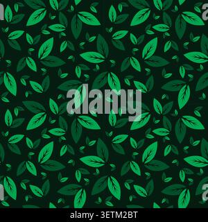 Green Leaf Seamless Pattern Design. Leaves Background Stock Vector