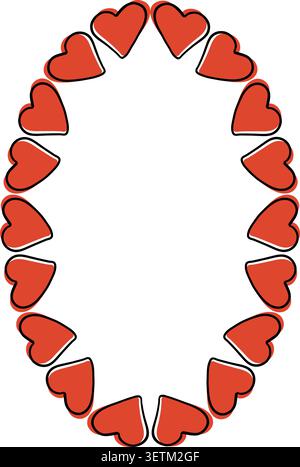 Heart frame vector illustration isolated on white background. Decorative heart round frame design Stock Vector