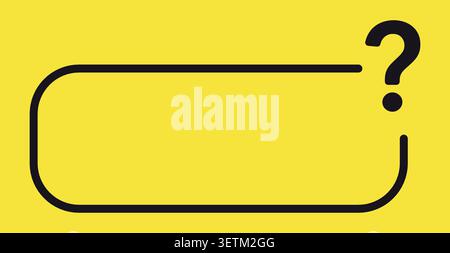 Rounded rectangular speech bubble outline with question mark, yellow. Stock Vector