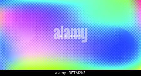 Abstract Colorful Halftone Dot Pattern Background with Vibrant Holographic Gradient Mesh Overlay Texture Backdrop for Creative Graphic Design Stock Vector