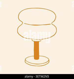 Stylish mid century modern mushroom lamp vector illustration. Hand drawn curvy table light with organic shapes and warm orange palette. Trendy Stock Vector