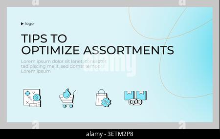 Optimize assortments tips presentation slide template Stock Vector