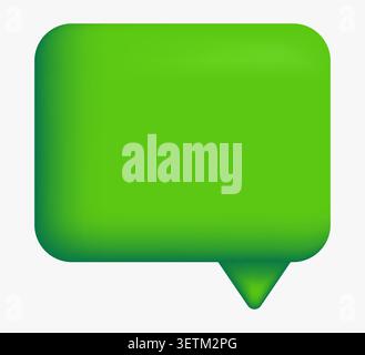 Green rounded speech bubble flat glossy square pointer. Stock Vector