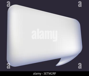 White 3d glossy rounded speech bubble on dark purple background. Stock Vector
